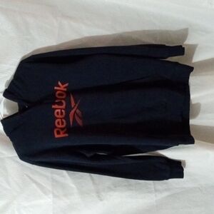Men's Reebok Hooded Sweatshirt  L Navy with Orange letters Preowned